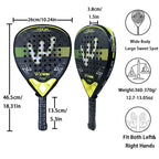 18k Camewin Carbon Surface EVA Foam Padel Racket – Lightweight Control Paddle with Carry Cover